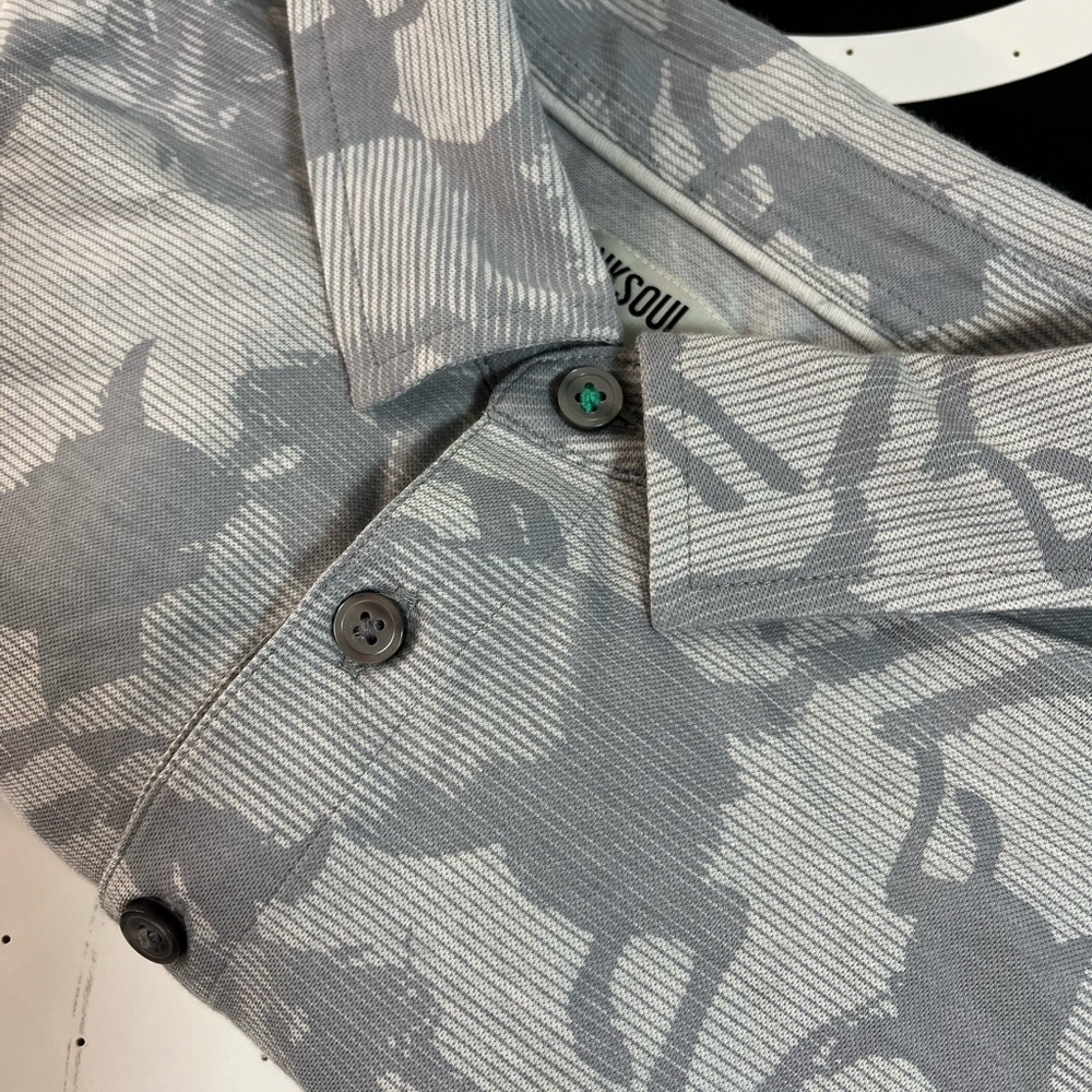 Linksoul Gray Polo Shirt Urban Style Silver Goat Camo style Printed Astoria